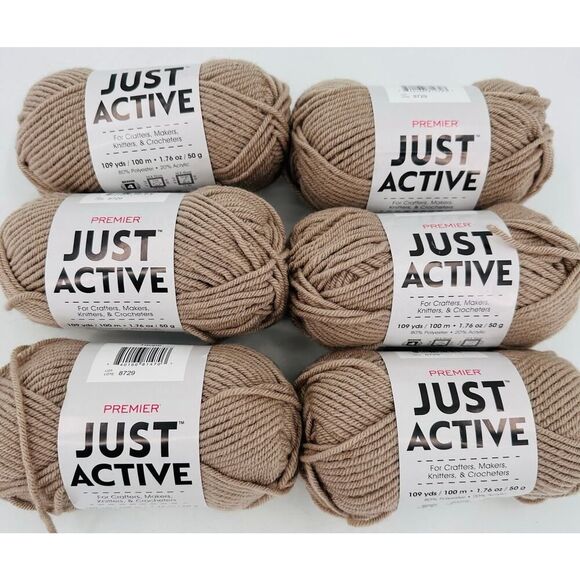 Premier Just Yarn Active TAUPE Tan Light Brown #4 Medium Polyester Acrylic blend - Picture 1 of 7
